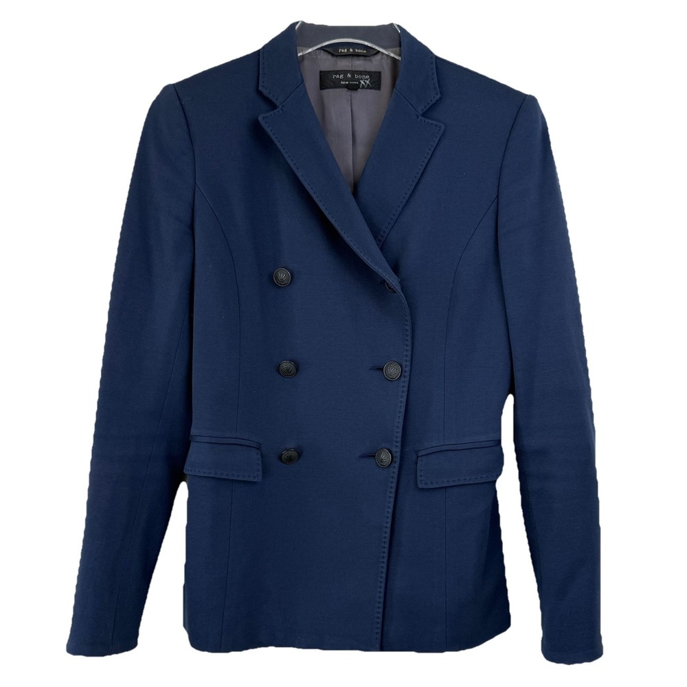 rag & bone Navy Double-Breasted Tailored Blazer